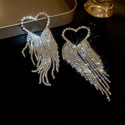 Luxurious Crystal Drop Tassel Earrings for Women - Fesara