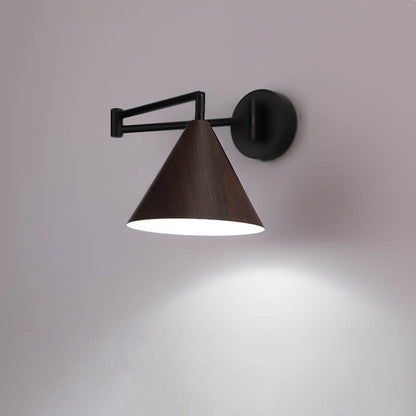 Rustic Wooden 1-Light Adjustable Wall Lamp