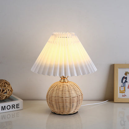 Natural Woven Shade Modern LED Desk Lamp