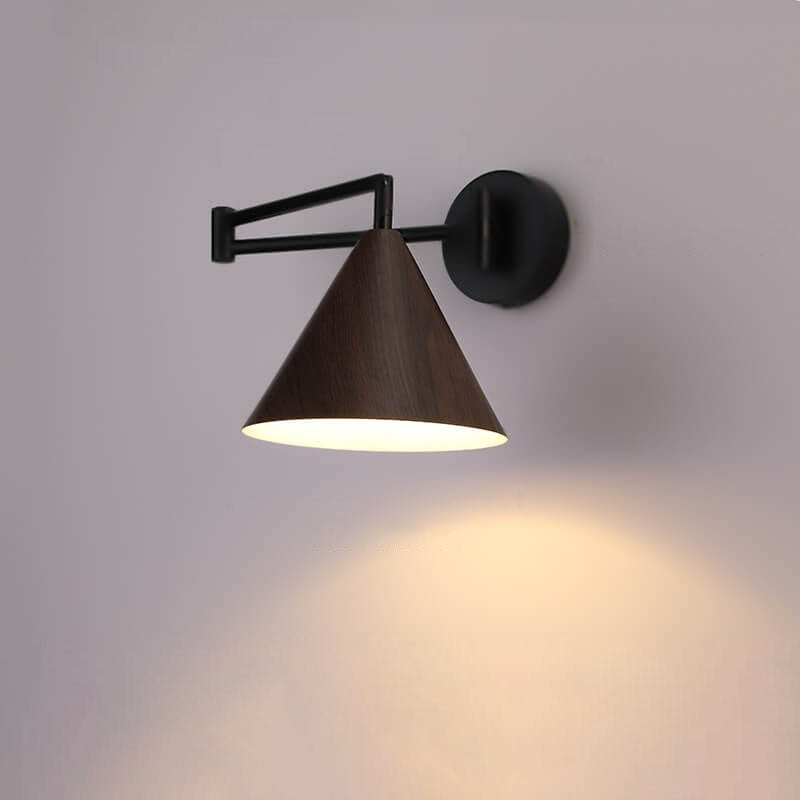 Rustic Wooden 1-Light Adjustable Wall Lamp