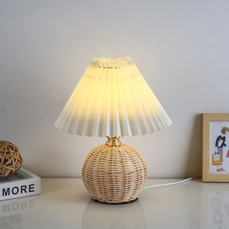 Natural Woven Shade Modern LED Desk Lamp