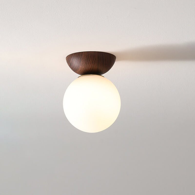 Rustic Wooden Pendant Globe Ceiling Lamp