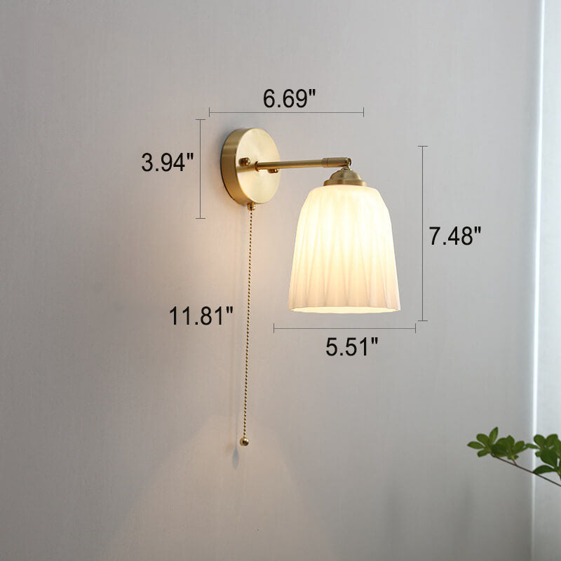 Vintage Gold Textured Glass Wall Lamp