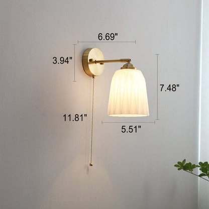 Vintage Gold Textured Glass Wall Lamp