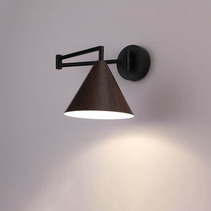 Rustic Wooden 1-Light Adjustable Wall Lamp