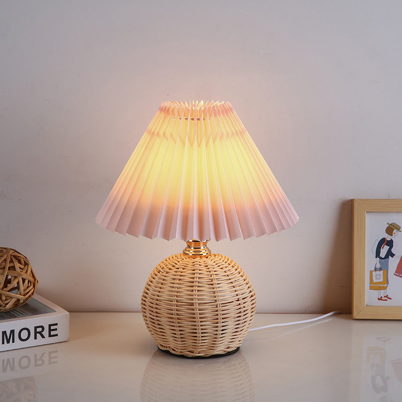 Natural Woven Shade Modern LED Desk Lamp