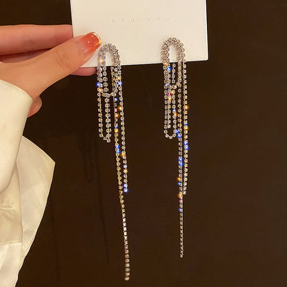 Luxurious Crystal Drop Tassel Earrings for Women