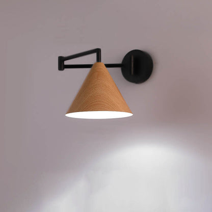 Rustic Wooden 1-Light Adjustable Wall Lamp