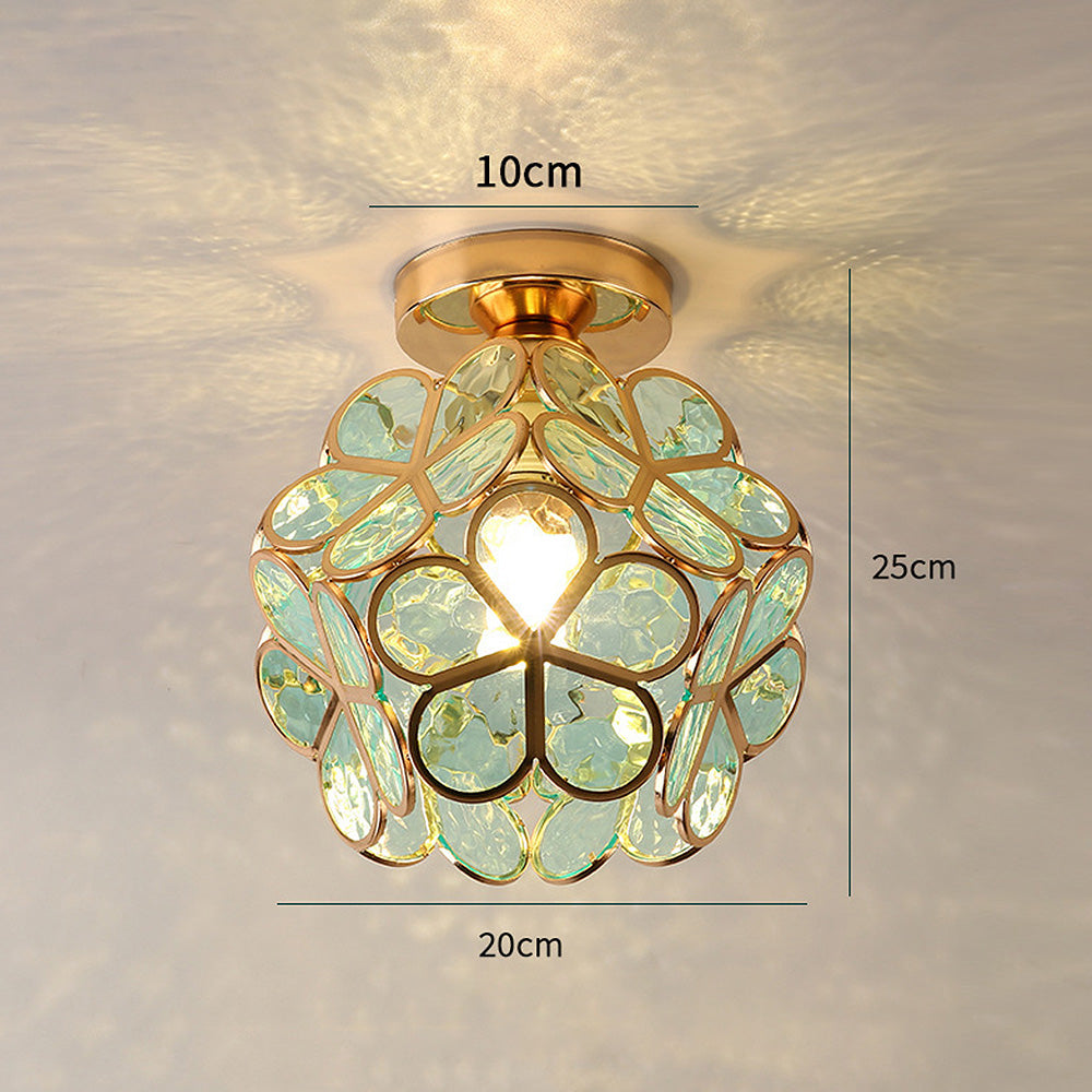 Elegant Glass Ceiling Lamp with Flower Design