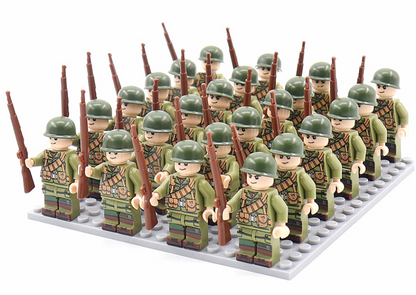 Historic WWII Brick Building Toy Figures Set
