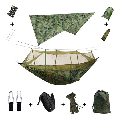 Lightweight Portable Camping Hammock with Bug Net & Rain Fly