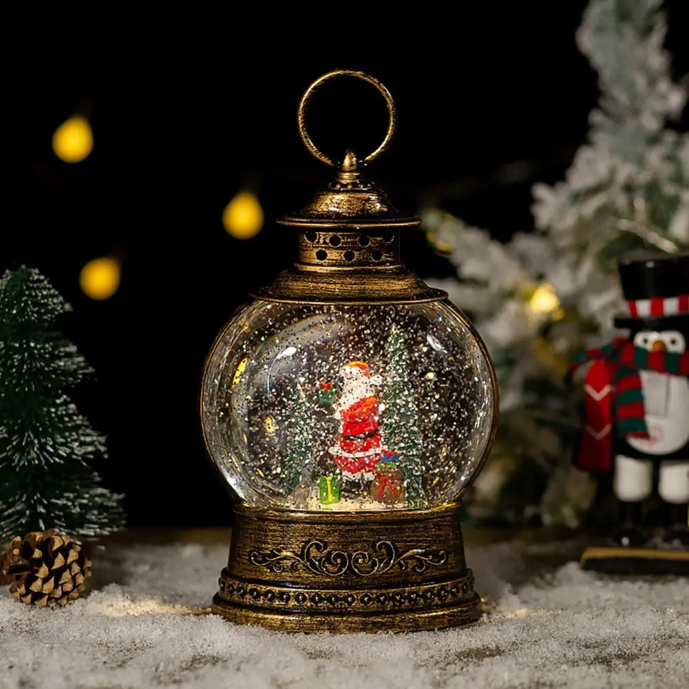 Traditional Christmas Snow Globe Lamp with LED Lights