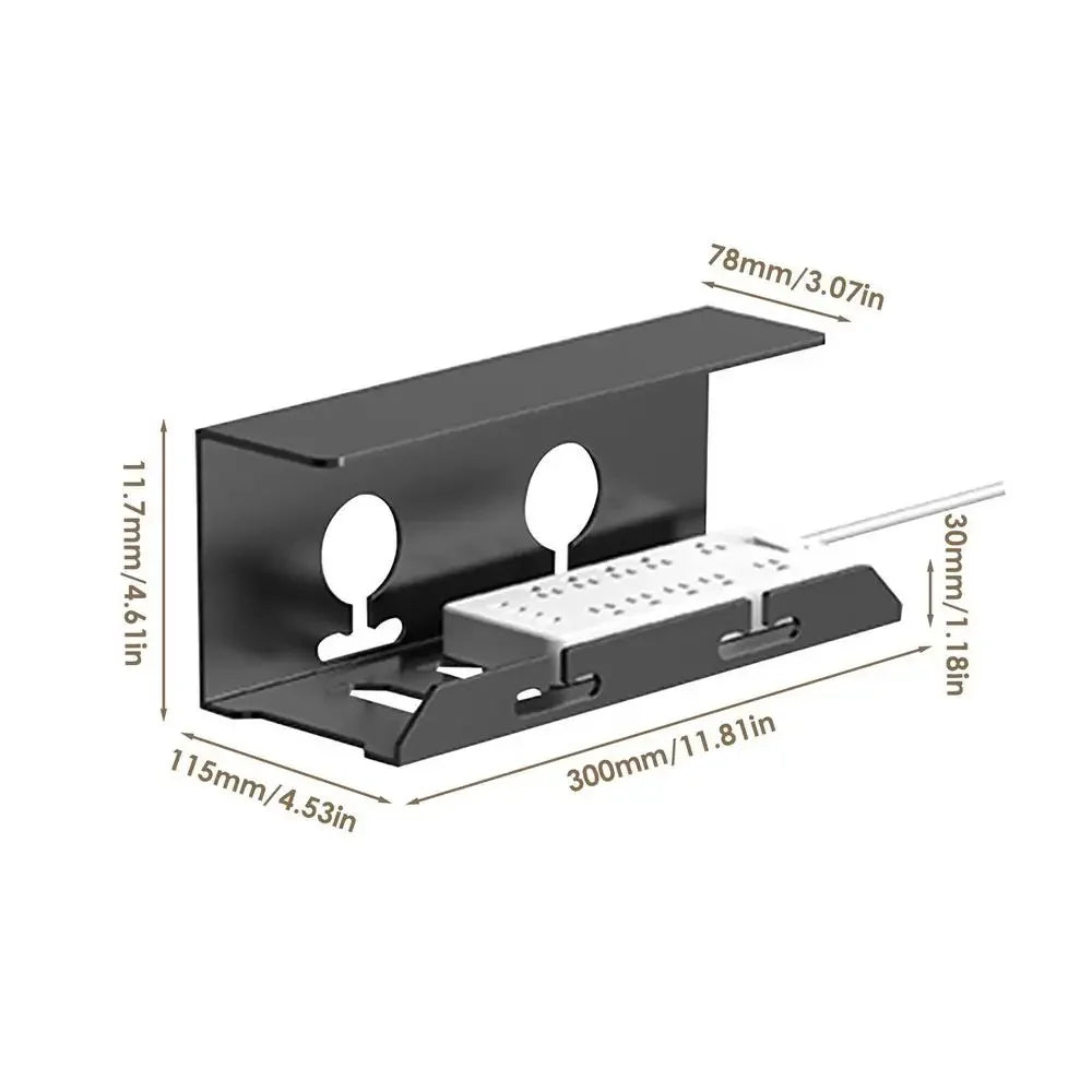 Space Saving Under Desk Cable Organizer Black Steel Tray - Fesara
