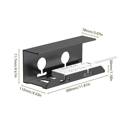 Space Saving Under Desk Cable Organizer Black Steel Tray - Fesara
