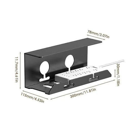 Space Saving Under Desk Cable Organizer Black Steel Tray - Fesara