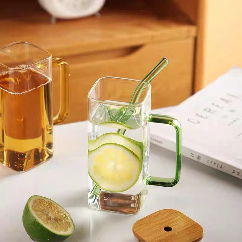 Big Square Travel Mug with Lid and Straw
