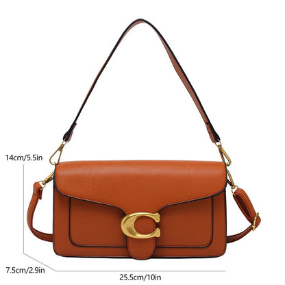 Premium Chic Faux Leather Tote Bag Gold Brown Accent