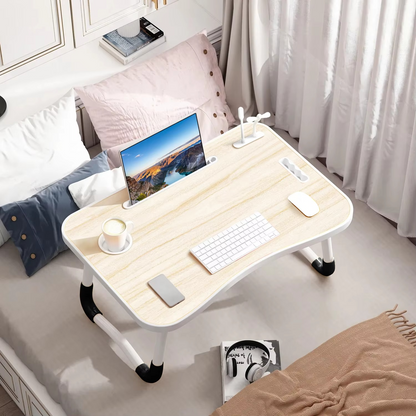 Compact Foldable Laptop Desk with LED Light and Fan