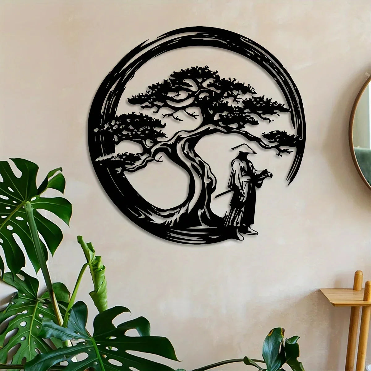 Asian Style Metal Wall Art Bonsai Tree Decor