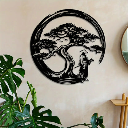 Asian Style Metal Wall Art Bonsai Tree Decor