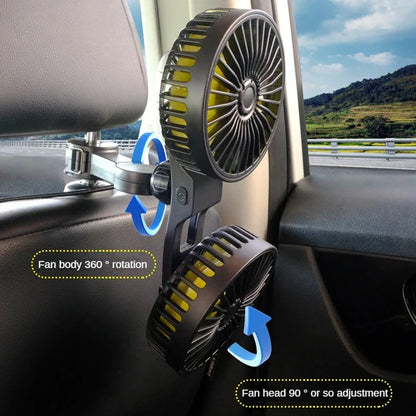 Portable Car Fan with 3 Speeds and USB Charging - Fesara