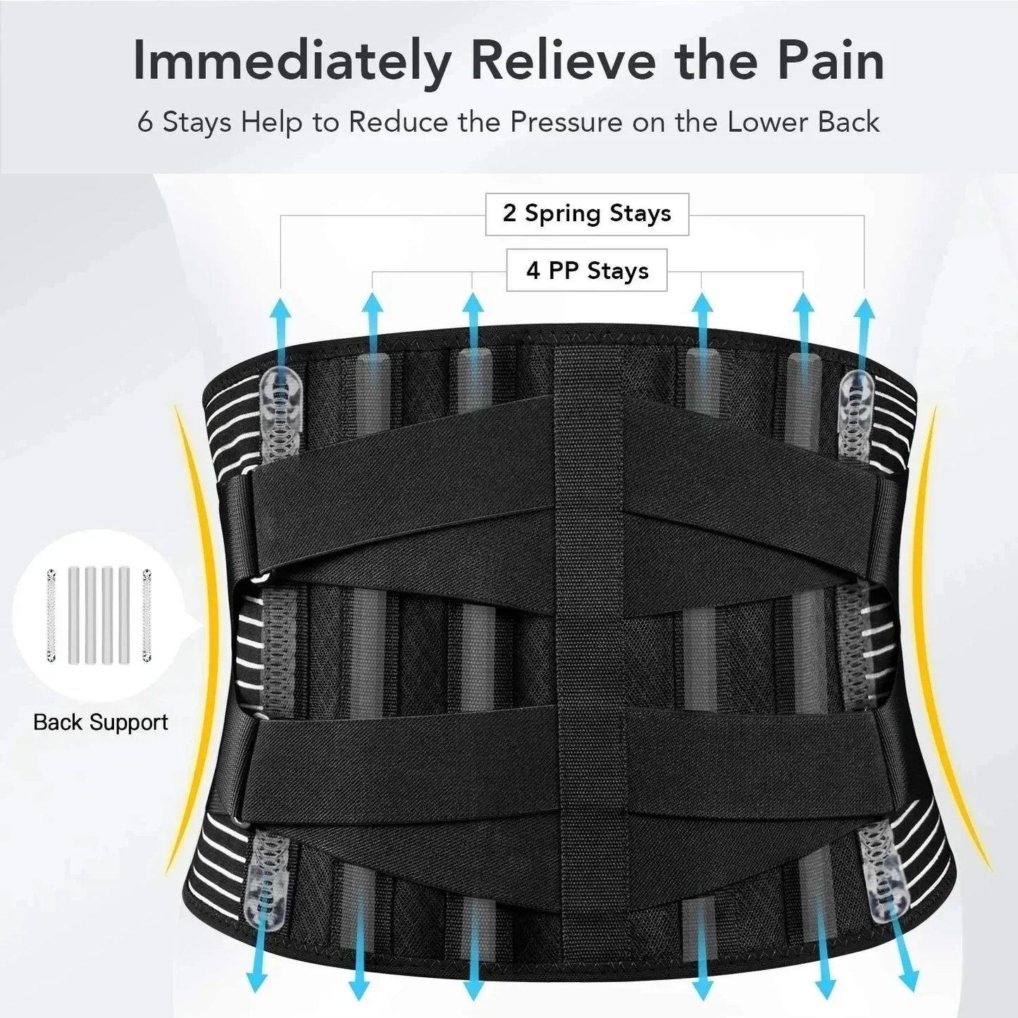 Comfortable Back Support Brace with Adjustable Lumbar Belt