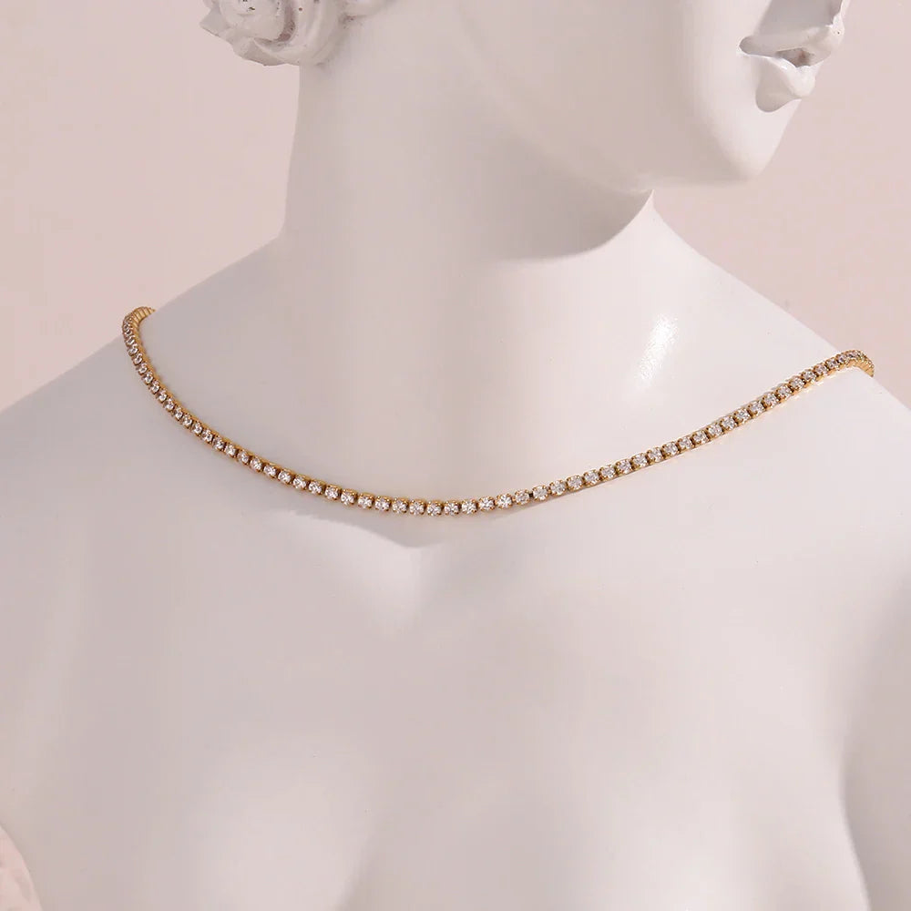 Delicate 2mm Thin Chain Bracelet Necklace Set
