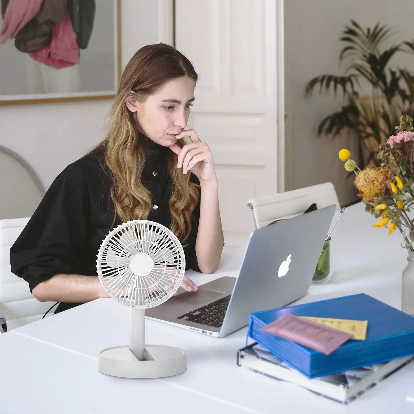 Portable Rechargeable Folding Fan with Timer