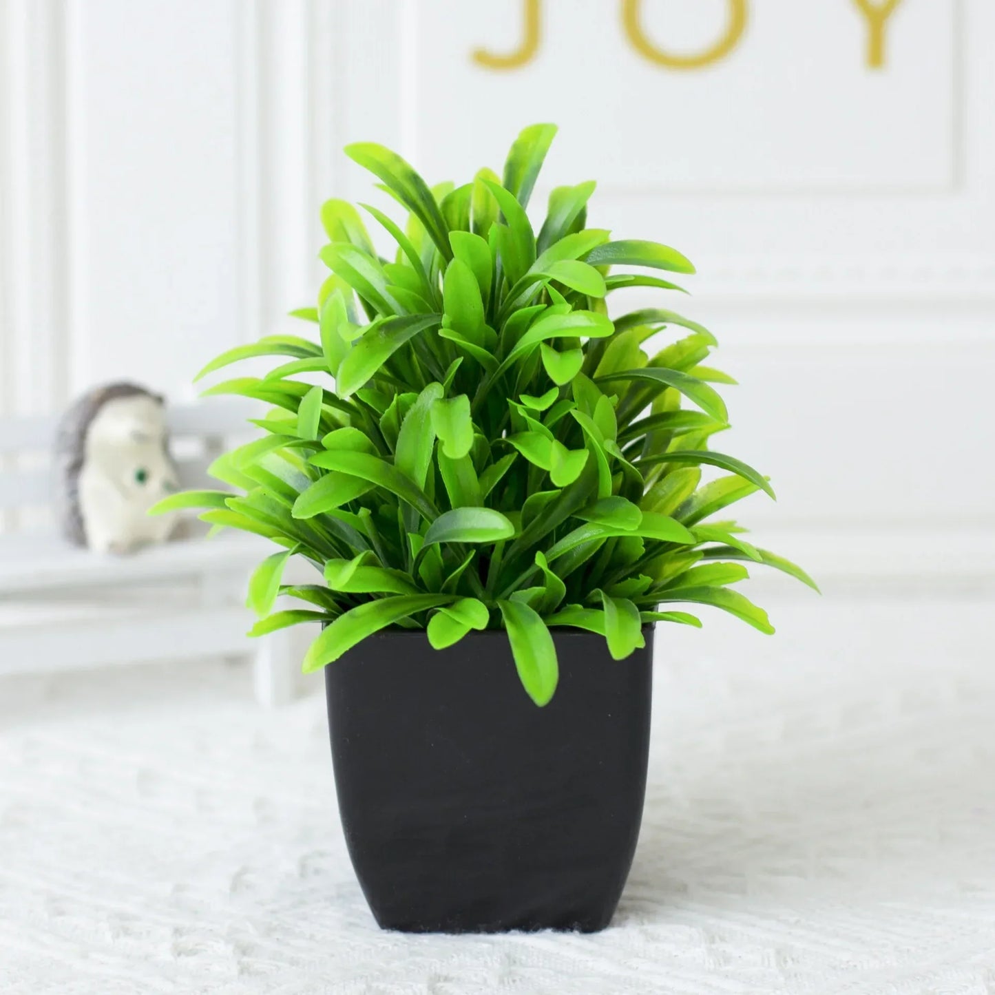Small Artificial Eucalyptus Plant in Black Planter