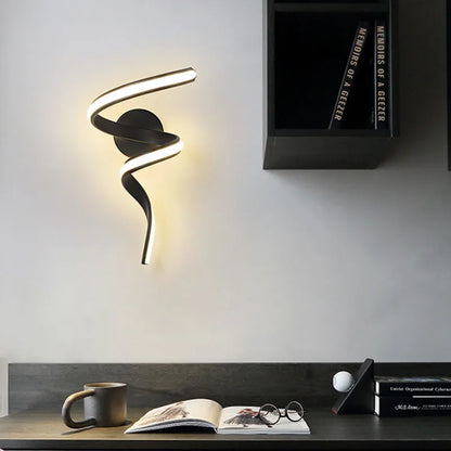 Modern LED Spiral Wall Light For Bedroom & Living Room - Fesara