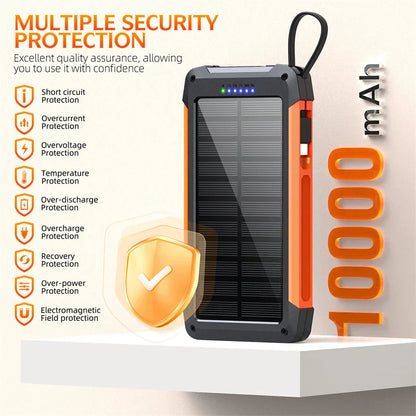 Portable 10000mAh Solar Power Bank with Fast Wireless Charging