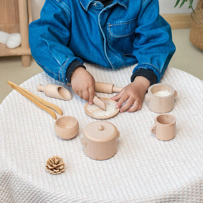 Kids Wooden Play Kitchen Cooking Set