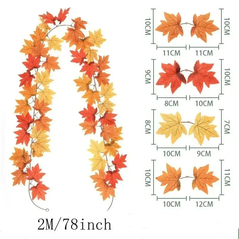 Autumn Maple Leaf Artificial Garland for Home Decor