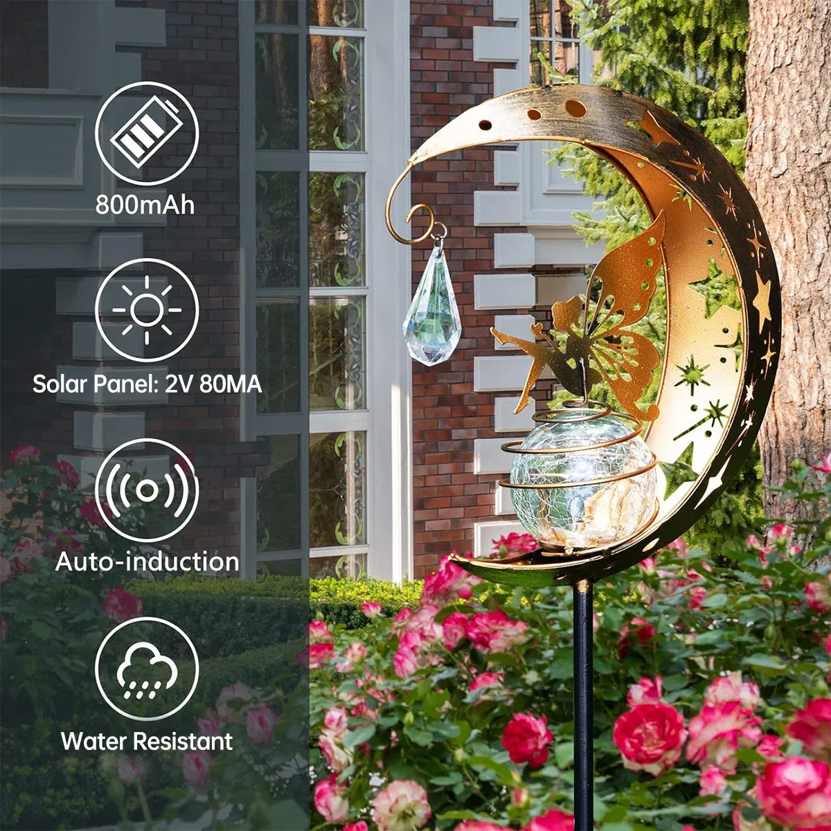 Solar Powered Glass Ball Garden Lamp Outdoor Decor