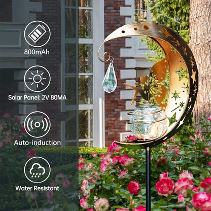 Solar Powered Glass Ball Garden Lamp Outdoor Decor