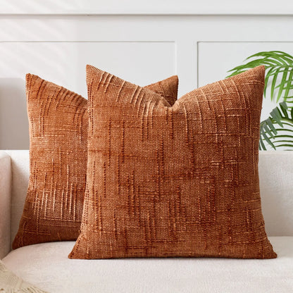 Soft Chenille Cushion with Natural Bamboo Pattern