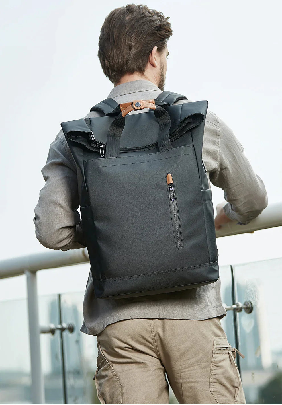 Practical Men's Laptop Backpack with USB and Waterproof Design - Fesara