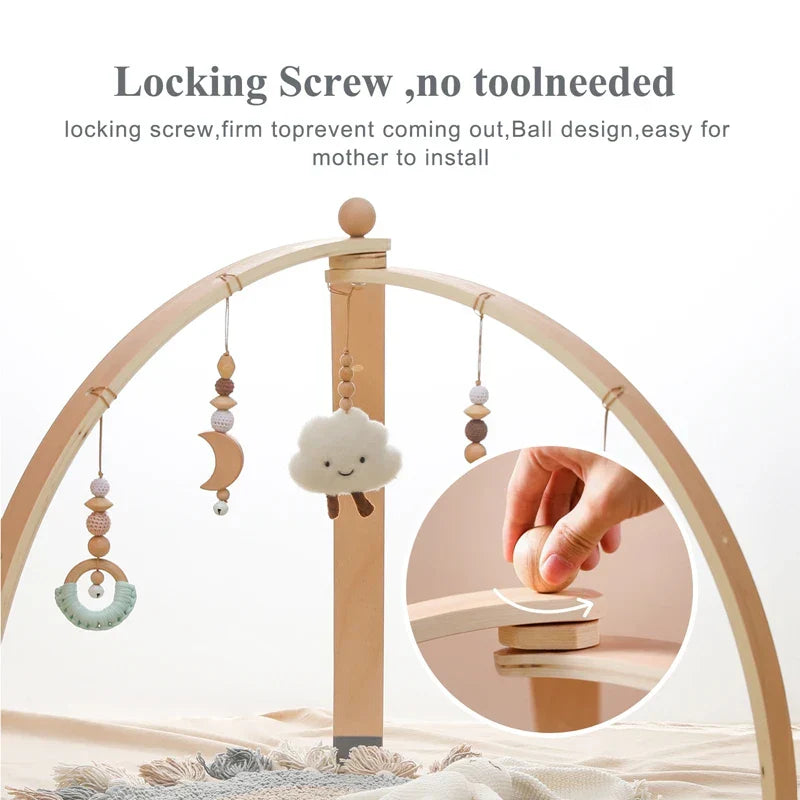 Wooden Baby Play Gym with Hanging Toy Set