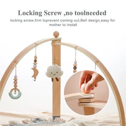 Wooden Baby Play Gym with Hanging Toy Set