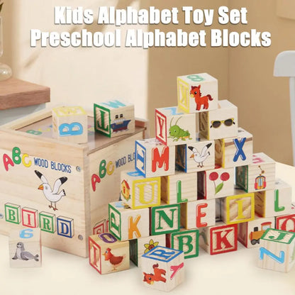 Educational Wooden ABC Blocks with Storage Container