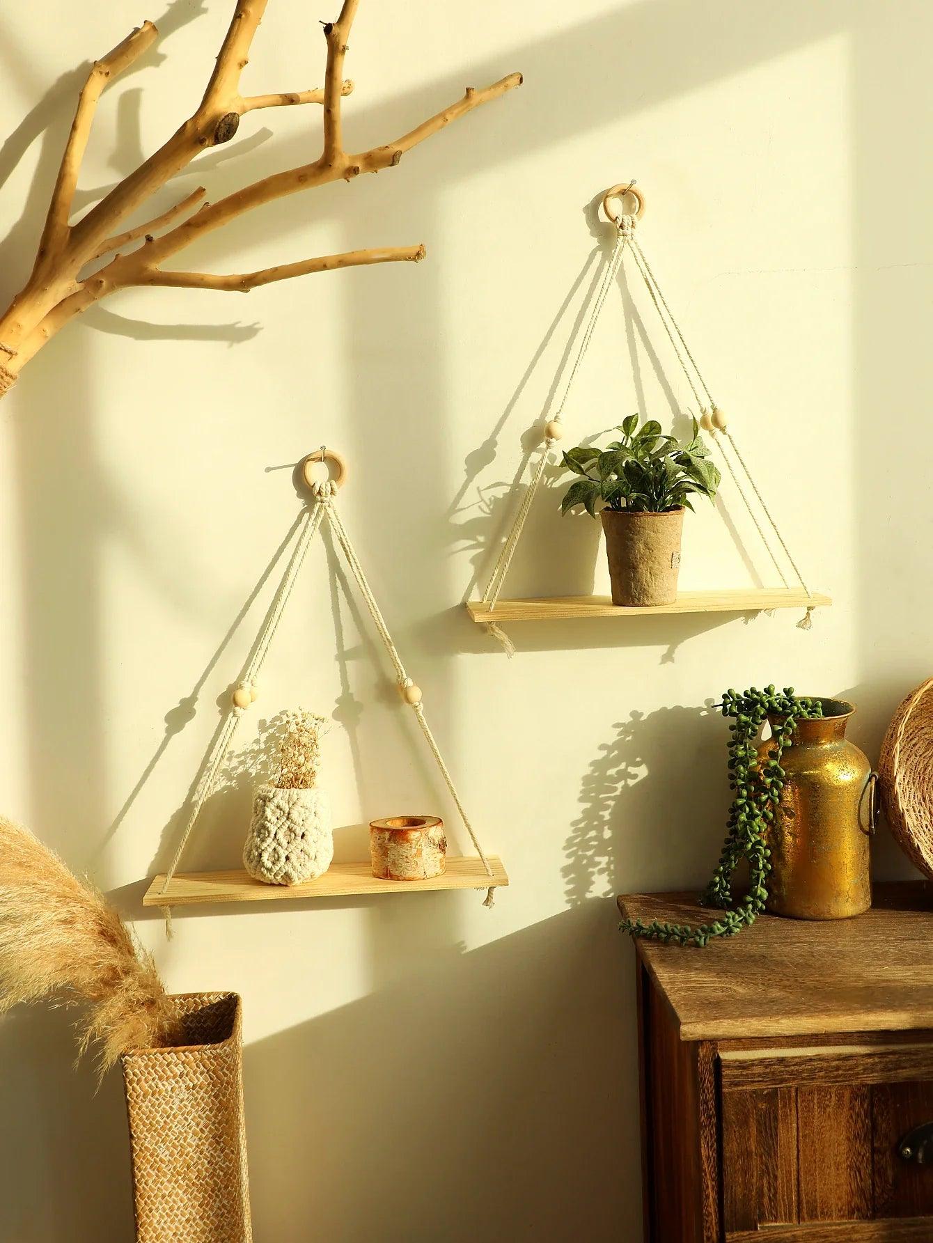 Rustic Macrame Wood Wall Decor