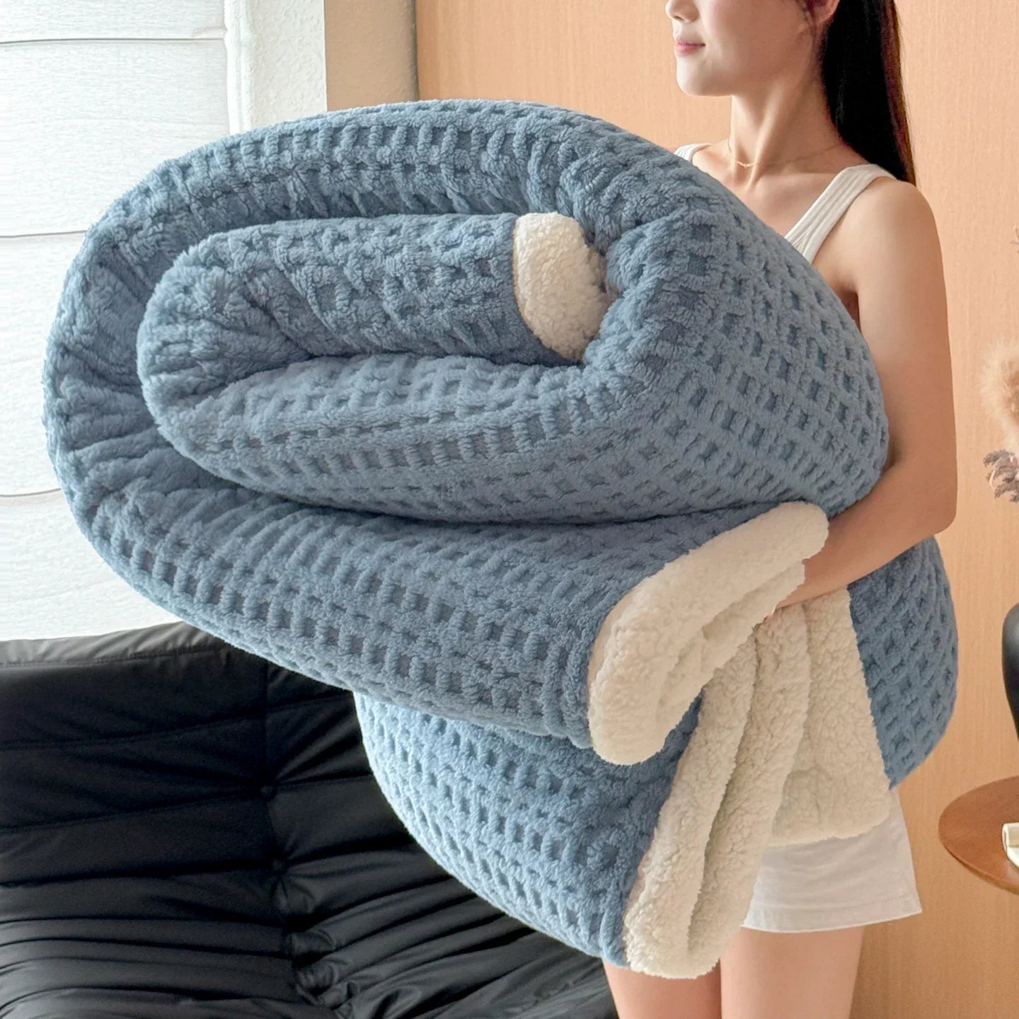Cozy Double Layer Fleece Blanket with Soft Plush Finish