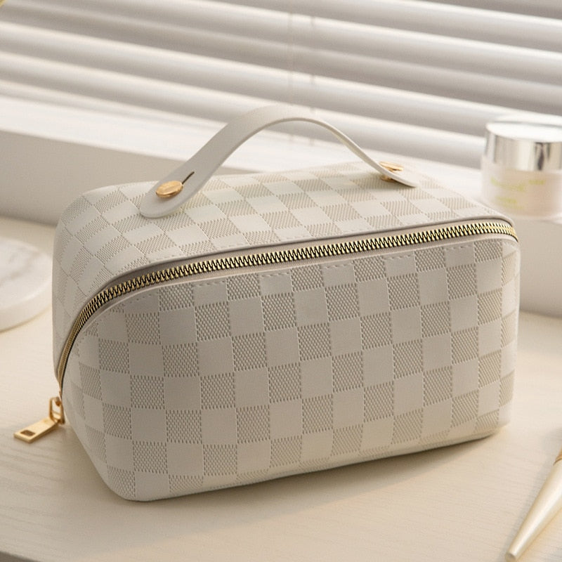 Premium Plaid Travel Makeup Pouch