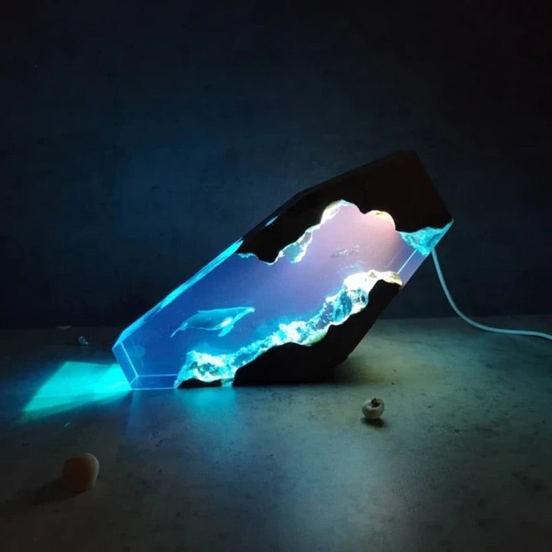 Ocean Blue Diving Resin Table Lamp Decor