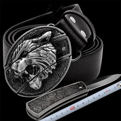 Compact Tactical Pocket Knife Leather Belt - Fesara