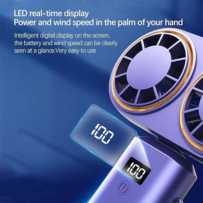 Portable Rechargeable Handheld Fan with Digital Screen