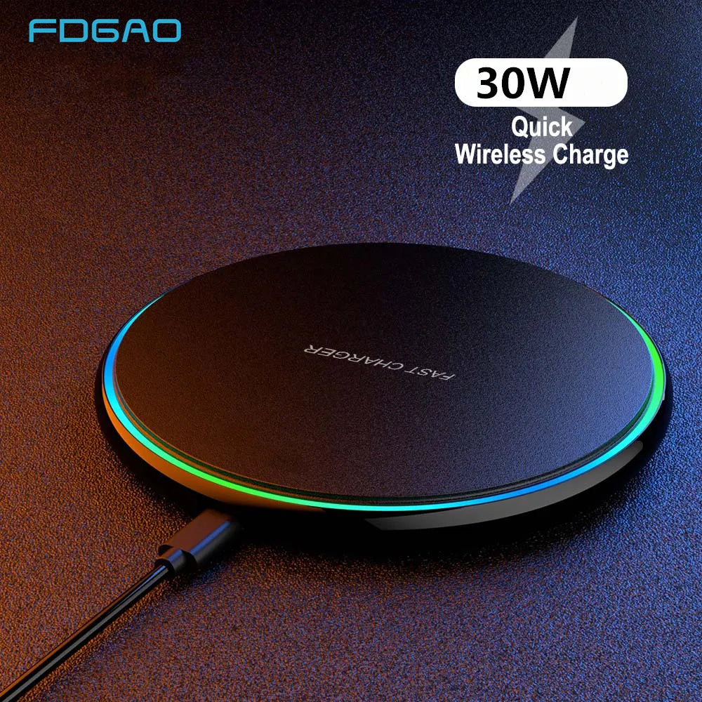 Quick 30W Wireless Charging Pad for iPhone & Android