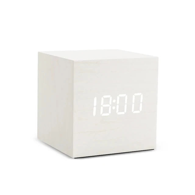 Compact Wooden Digital Alarm Clock with Temperature Display