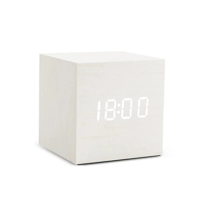 Compact Wooden Digital Alarm Clock with Temperature Display