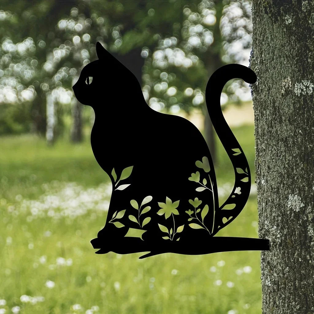 Metal Cat Silhouette Garden Ornament - Unique Outdoor Garden Decor for Cat Lovers-5